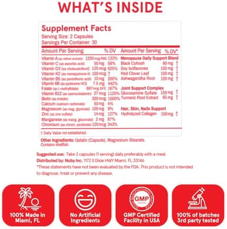 Multivitamínico Peach Perfect para Menopausia | 21 Vitaminas para Mujeres 45+ | Cohosh Negro, Ashwagandha, Vitamina D3+K2, Probióticos y Colágeno | - imagen 5
