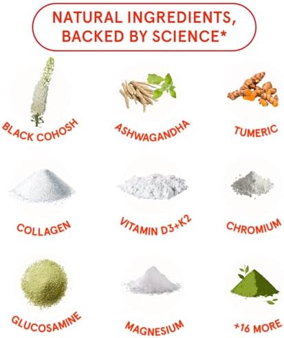 Multivitamínico Peach Perfect para Menopausia | 21 Vitaminas para Mujeres 45+ | Cohosh Negro, Ashwagandha, Vitamina D3+K2, Probióticos y Colágeno | - imagen 6