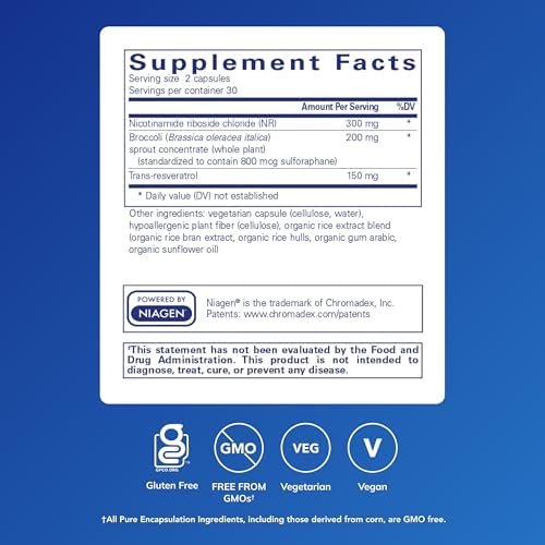 Suplemento de Longevità NR de Pure Encapsulations con NIAGEN – Apoya el envejecimiento saludable y la función mitocondrial – 60 cápsulas, libre de - imagen 2
