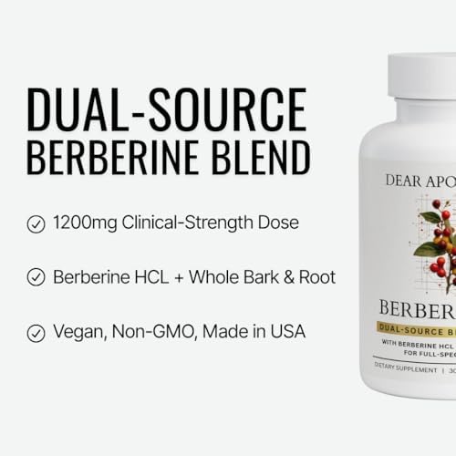 Suplemento de Berberina HCl 1200mg Dear Apothecary - Extracto de Corteza y Raíz - Berberis Aristata - Botánico Cultivado en EE. UU. - Cápsulas - imagen 2