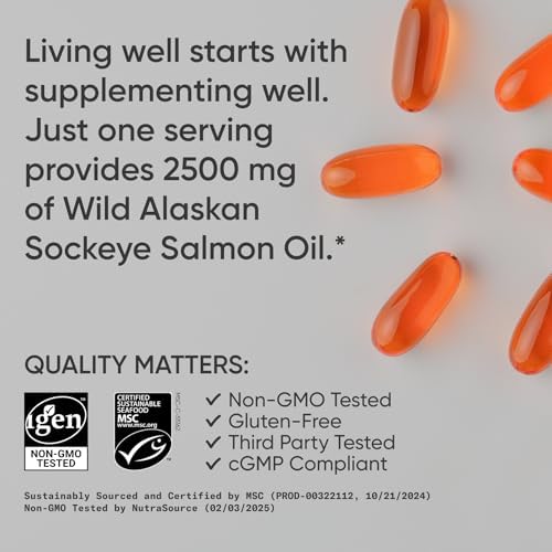 Sports Research® Aceite de Salmón - Salmón Sockeye Silvestre de Alaska | 2500 mg por Porción con Ácidos Grasos EPA y DHA | Certificado MSC - 180 - imagen 4