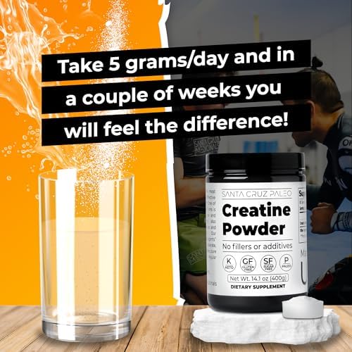 Santa Cruz Paleo Creatina Monohidratada en Polvo Micronizada, Sin Sabor, Suplemento Pre Entreno y de Soporte Muscular, Keto y Sin Gluten, 80 - imagen 3