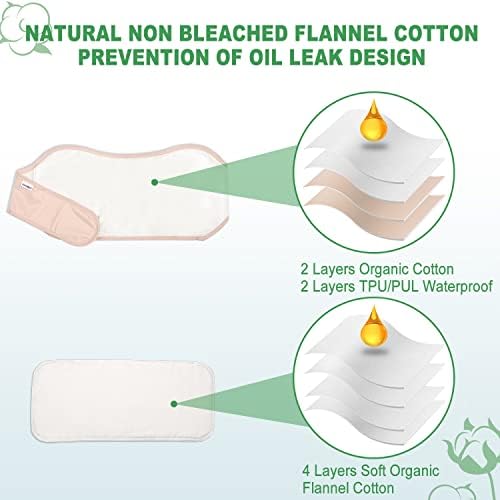 Paquete de Aceite de Ricino DEROWN para Desintoxicación Hepática, Hecho de Franela de Algodón Orgánico y PUL Impermeable, Kit Reutilizable con Diseño - imagen 4