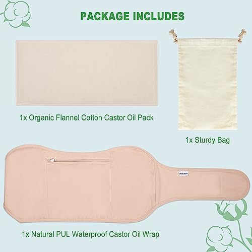 Paquete de Aceite de Ricino DEROWN para Desintoxicación Hepática, Hecho de Franela de Algodón Orgánico y PUL Impermeable, Kit Reutilizable con Diseño - imagen 8