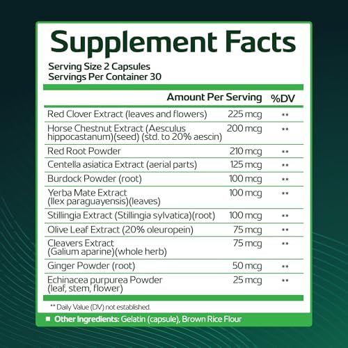 Lymph Savior - Suplemento Natural para el Sistema Linfático con Trébol Rojo, Castaño de Indias y Raíz de Bardana - 30 Días, 1 Botella, Hecho en EE. - imagen 2
