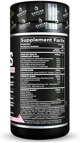 SASCHA FITNESS®️Píldoras de Apoyo para la Salud Digestiva | Mezcla de Prebióticos, Probióticos y Enzimas | Berberina HCI, Gluco Vantage® | Ayuda con - imagen 3