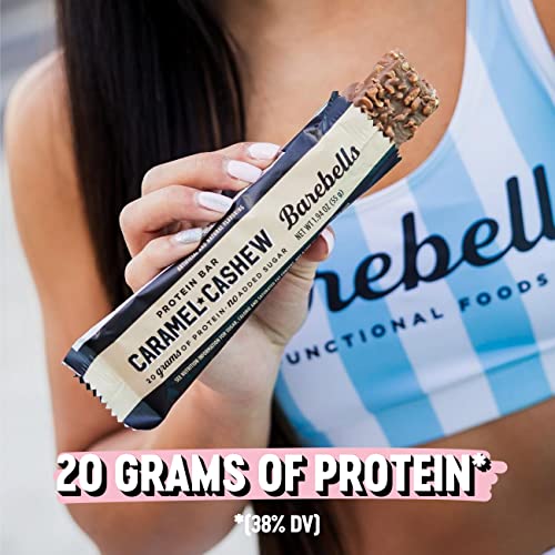 Barras de Proteína Barebells Caramelo y Anacardo - Paquete de 12 (2 cajas) - 20g de Proteína - Snack de Chocolate con 1g de Azúcares - Ideal para - imagen 4
