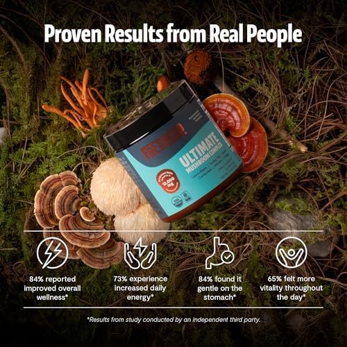 FreshCap Mushrooms Complejo de Hongos Ultimate – Extracto en Polvo 12:1 de Cuerpo Frutal con 29% de Beta-Glucanos – Energía Limpia Ayurveda, Sin - imagen 2