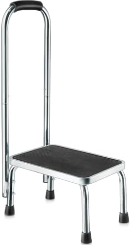 Escalera Plegable con Asa para Adultos y Personas Mayores, Estructura de Acero Cromado, Capacidad de 150 kg, Ideal para Hogar, Baño y Cocina - imagen 1