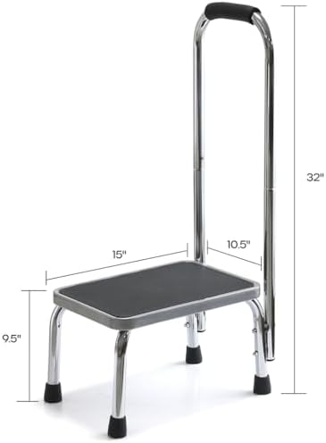 Escalera Plegable con Asa para Adultos y Personas Mayores, Estructura de Acero Cromado, Capacidad de 150 kg, Ideal para Hogar, Baño y Cocina - imagen 2