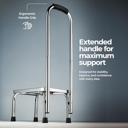Escalera Plegable con Asa para Adultos y Personas Mayores, Estructura de Acero Cromado, Capacidad de 150 kg, Ideal para Hogar, Baño y Cocina - imagen 7