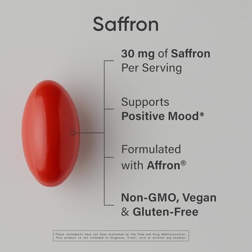 Suplemento de Azafrán Puro Sports Research®, 30 mg - Apoyo para el Ánimo y Estrés - Con Extracto de Azafrán Affron® - Vegano, No GMO, Sin Gluten - 60 - imagen 2