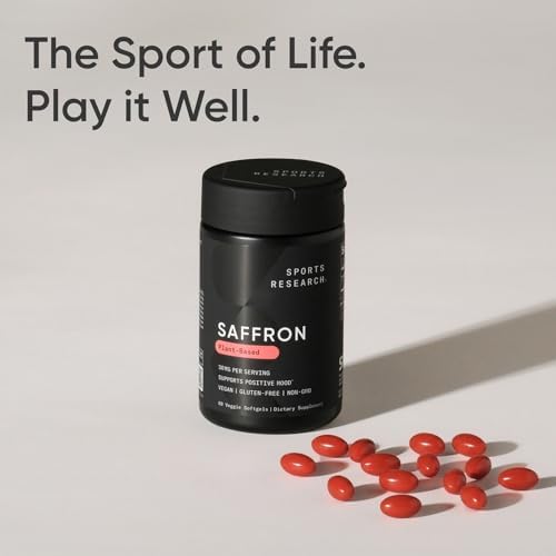 Suplemento de Azafrán Puro Sports Research®, 30 mg - Apoyo para el Ánimo y Estrés - Con Extracto de Azafrán Affron® - Vegano, No GMO, Sin Gluten - 60 - imagen 7