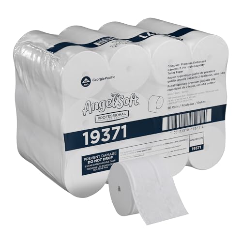 Papel Higiénico Compacto Premium Angel Soft Professional Series 2 Capas Sin Núcleo, 19371, 750 Hojas por Rollo, 36 Rolls por Caja, Blanco - imagen 2