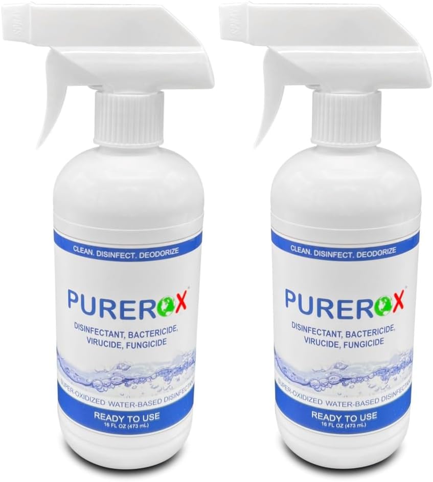 Desinfectante PUREROX (16oz, 2pk) Elimina 99.9999% MRSA, Norovirus, Virus, Hongos y Bacterias. Grado hospitalario. Seguro para usar en cualquier - imagen 1