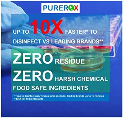 Desinfectante PUREROX (16oz, 2pk) Elimina 99.9999% MRSA, Norovirus, Virus, Hongos y Bacterias. Grado hospitalario. Seguro para usar en cualquier - imagen 2