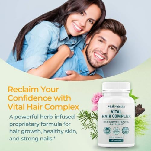 VITAL NUTRITIVE Complejo Vital para el Cabello - Vitaminas para el Crecimiento del Cabello para Mujeres y Hombres - Biotina y Vitamina B - Suplemento - imagen 2