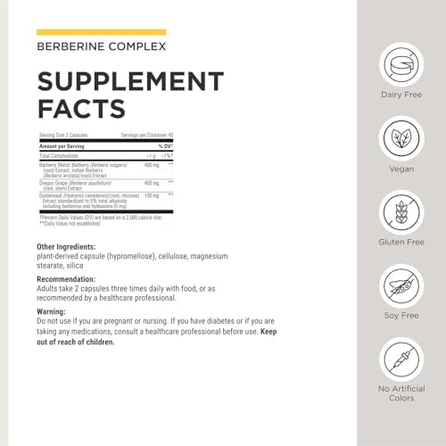 Complejo de Berberina de Integrative Therapeutics - Soporte Digestivo Diario - Suplemento Vegano, Sin Gluten y Sin Lácteo - 90 Cápsulas (45 Porciones) - imagen 3