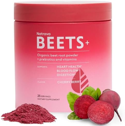 Natrava Beets+ Mezcla Orgánica de Polvo de Remolacha Fortificada con Vitaminas y Prebióticos para Energía Saludable del Corazón y Producción de Óxido - imagen 1