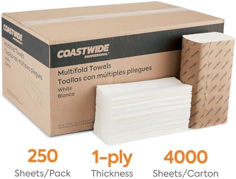 Toallas de papel multicapas Coastwide Professional de Staples, 1 capa, 250 hojas/paquete, 16 paquetes/caja - imagen 2
