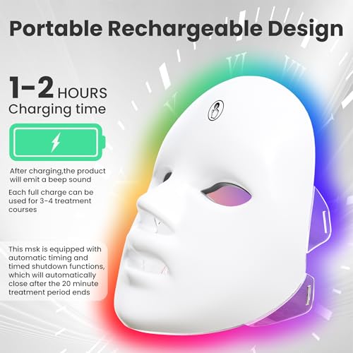 Máscara Facial LED Gelpal 7 en 1 Terapia de Luz Roja para el Rostro, Cuidado de la Piel, Uso en Casa o Salón, Color Blanco. - imagen 3
