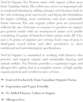 NorCal Organic - Aislado de Proteína de Guisante Premium - 100% Vegano y Orgánico - Sin Sabor - 2 Libras (Paquete de 1) - 35 Porciones - imagen 2