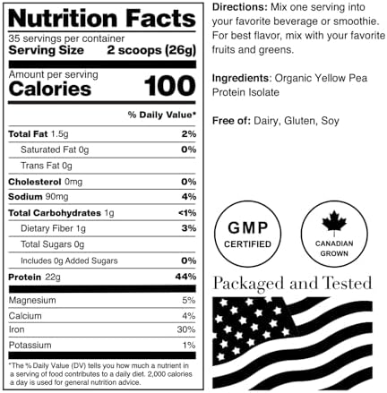 NorCal Organic - Aislado de Proteína de Guisante Premium - 100% Vegano y Orgánico - Sin Sabor - 2 Libras (Paquete de 1) - 35 Porciones - imagen 4