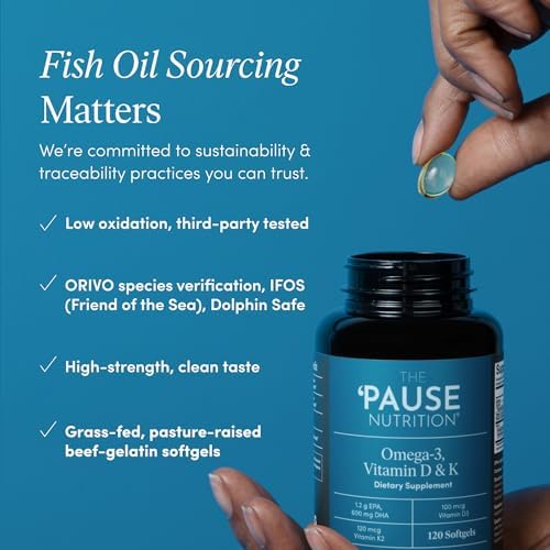 Suplemento Omega 3, Vitamina D y K2 'Pause Life', Libre de Gluten, 120 Softgels, Apoyo Inmunológico, Ingredientes Naturales, Sin Sabor - imagen 3