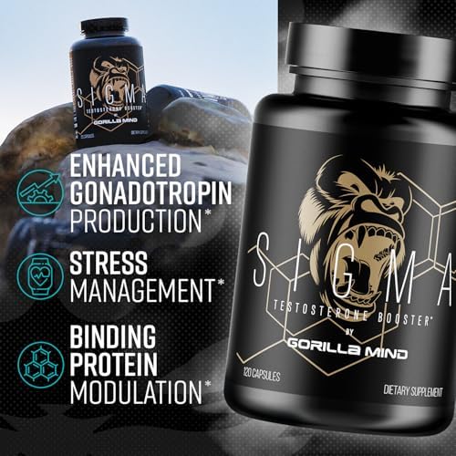 Gorilla Mind Sigma Aumento de Testosterona - Con Extracto de Tongkat Ali y Fadogia Agrestis para Niveles Óptimos de Testosterona (120 Cápsulas) - imagen 4