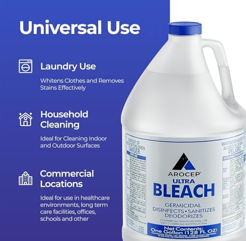 Blanqueador Líquido Ultra Germicida (6 Galones) - Para Ropa, Desinfección, Sanitización, Desodorizar y Remover Manchas de Moho - 1 Galón por Botella - imagen 2