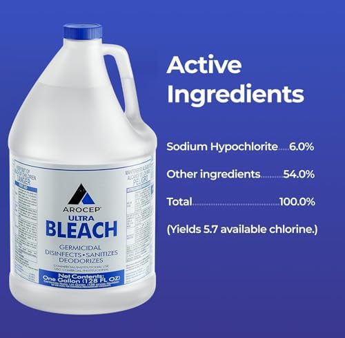 Blanqueador Líquido Ultra Germicida (6 Galones) - Para Ropa, Desinfección, Sanitización, Desodorizar y Remover Manchas de Moho - 1 Galón por Botella - imagen 3