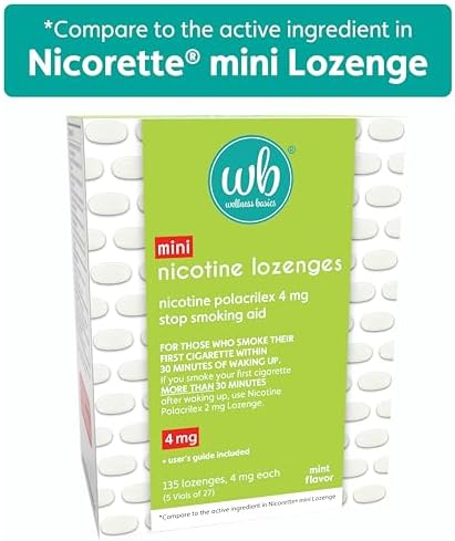 Mini Pastillas de Nicotina Wellness Basics 4mg | Ayuda para Dejar de Fumar | Sabor Menta | 135 Piezas | Paquete de 5 Viales | Reduce Ansias y - imagen 7