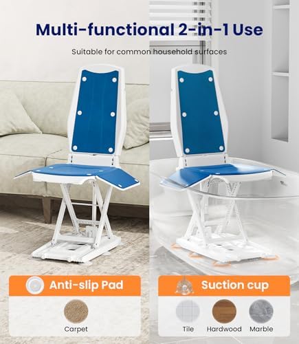 Silla Elevadora Eléctrica VOCIC Upgrade con Ruedas, Asistente Portátil para Ancianos, Soporta hasta 300 LBS, Incluye 2 Tipos de Ventosas, Sin - imagen 4