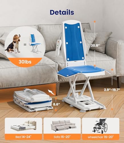 Silla Elevadora Eléctrica VOCIC Upgrade con Ruedas, Asistente Portátil para Ancianos, Soporta hasta 300 LBS, Incluye 2 Tipos de Ventosas, Sin - imagen 6