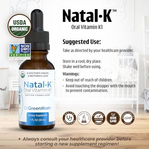 Gotas de Vitamina K1 Natal K Oral de Dr. Green Mom para Recién Nacidos | Phytonadione Orgánico en Aceite MCT | Vitamina K Natural para Apoyar la - imagen 3