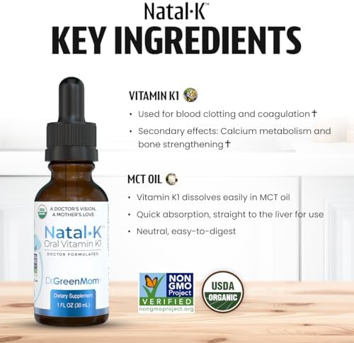 Gotas de Vitamina K1 Natal K Oral de Dr. Green Mom para Recién Nacidos | Phytonadione Orgánico en Aceite MCT | Vitamina K Natural para Apoyar la - imagen 5