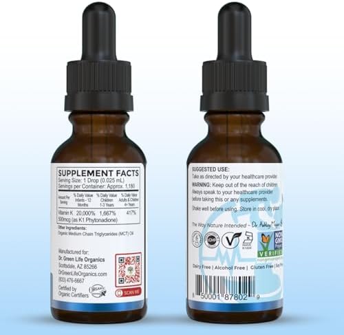 Gotas de Vitamina K1 Natal K Oral de Dr. Green Mom para Recién Nacidos | Phytonadione Orgánico en Aceite MCT | Vitamina K Natural para Apoyar la - imagen 7