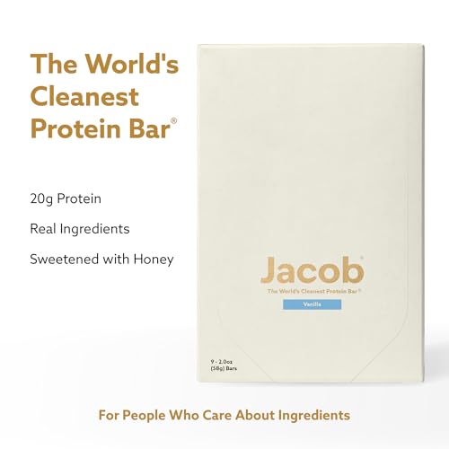 Jacob Bar, Barras de Proteína de Vainilla (9 Barras) - 20g de Proteína de Pastoreo, Sin Aceites de Semilla, Sin Ingredientes Artificiales - imagen 2