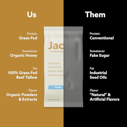 Jacob Bar, Barras de Proteína de Vainilla (9 Barras) - 20g de Proteína de Pastoreo, Sin Aceites de Semilla, Sin Ingredientes Artificiales - imagen 5