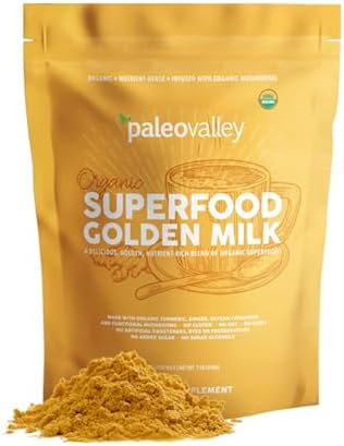 Paleovalley Leche Dorada Orgánica Superfood - Inmunidad, Enfoque, Cognición, Longevidad - Cúrcuma, Leche de Coco Rica en MCT, Hongos Funcionales, 30 - imagen 1