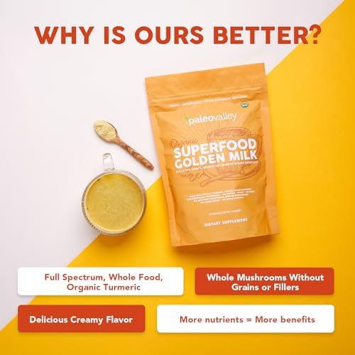 Paleovalley Leche Dorada Orgánica Superfood - Inmunidad, Enfoque, Cognición, Longevidad - Cúrcuma, Leche de Coco Rica en MCT, Hongos Funcionales, 30 - imagen 5
