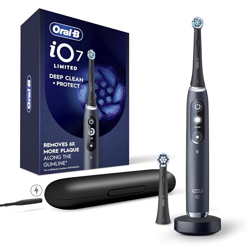 Cepillo de Dientes Eléctrico Recargable Oral-B iO Deep Clean + Protect, Negro, Serie iO 7, 2 Cabezas de Repuesto, Estuche de Carga (el paquete puede - imagen 1