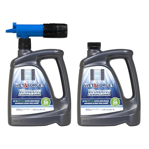 Limpiador de Ventanas y Pantallas Wet & Forget – Spray Limpiador para Exteriores con Accesorio para Manguera; Brillo Superior sin Fregar; 48oz - imagen 4