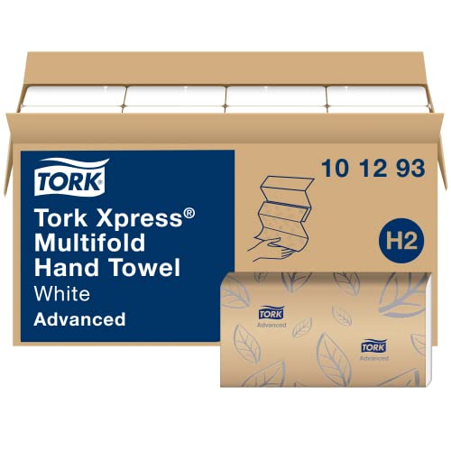 Toallas de Mano Multicapa Tork Xpress Soft Blancas con Estampado de Hoja Gris, Absorbentes, 189 Toallas por Paquete, 16 Paquetes, Compatibles con - imagen 2