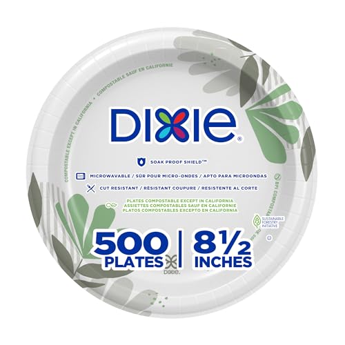 Platos de Papel Medianos Dixie de 8.5 Pulgadas por GP PRO, Diseño Pathways, 500 Contenido (125 Platos Desechables por Paquete, 4 Paquetes por Caja) - imagen 2