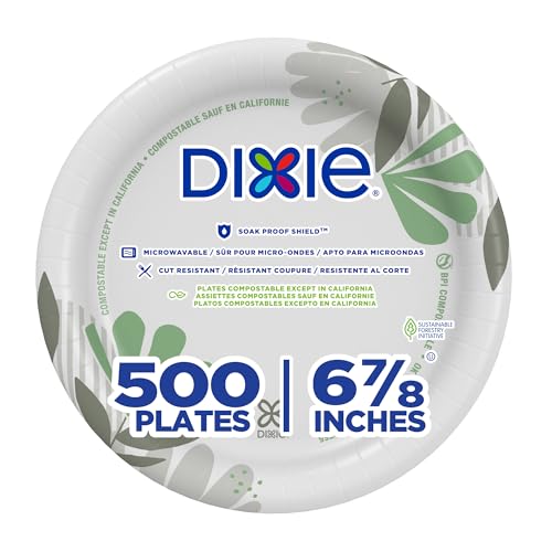 Platos de Papel Medianos Dixie de 6.8 Pulgadas por GP PRO, Diseño Botánico Pathways, 500 Contenido (125 Platos Desechables por Paquete, 4 Paquetes - imagen 5