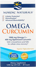Omega Curcumin de Nordic Naturals, Limón - 60 Geles Blandos - 1200 mg Omega-3 + 400 mg de Curcumina Optimizada - Combate el Estrés Celular - No GMO - - imagen 1