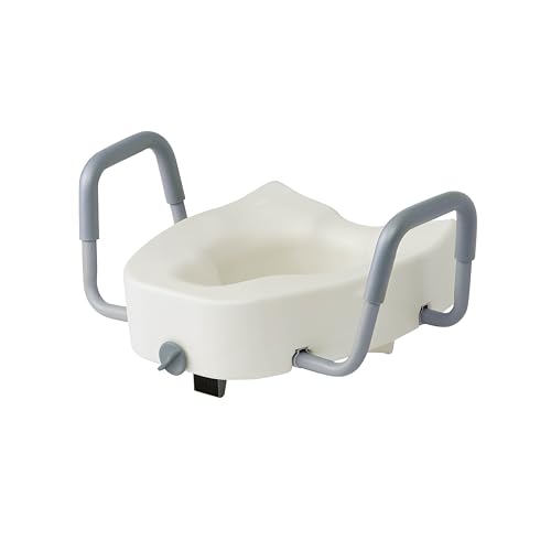 Asiento de inodoro elevado Medline de 5 con brazos acolchados removibles, capacidad de 400 lb, compatible con la mayoría de inodoros alargados, sin - imagen 4