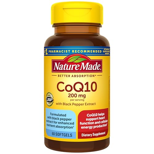 Nature Made CoQ10 200mg con Extracto de Pimienta Negra para Mejorar la Absorción, Suplemento para la Salud del Corazón, 60 Softgels, Suministro para - imagen 4