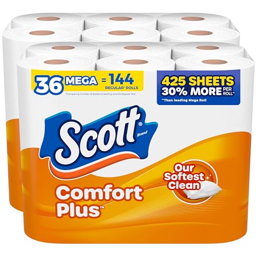 Papel Higiénico Scott ComfortPlus, 36 Mega Rollos (2 Paquetes de 18), 425 Hojas por Rollo, Seguro para Fosas Sépticas, 1 Capa - imagen 3